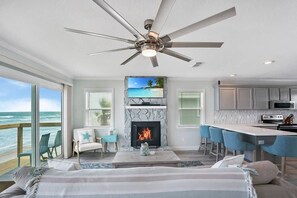 Fireplace is decorative only.
