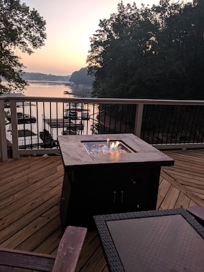 Fire pit overlooking lake