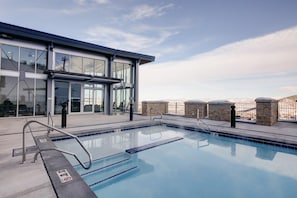 Heated pool with view of the valley and Uinta mountain range