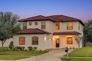 Twlight shot front elevation
