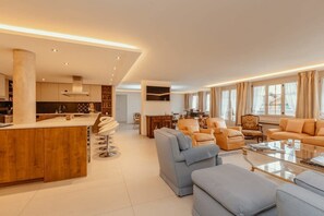 view of living room with kitchen 