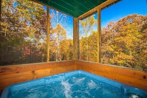 Jacuzzi for 4 on Elevated Screened in deck w/privacy and a beautiful view