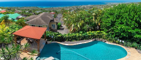 Truly stunning view of Kona coast & private heated oasis swimming pool