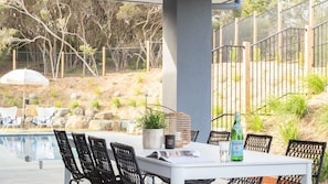Enjoy our outdoor dining in a charming alfresco setting.