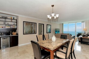 Dining room/ Living room with view of Atlantic Ocean