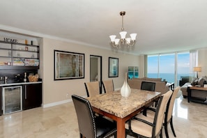 Dining room/ Living room with view of Atlantic Ocean