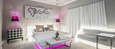 Large Master Suite balances the glitz of Vegas with a clean, modern touch.