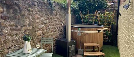 Our 'Secret Garden' with wood-fired hot-tub