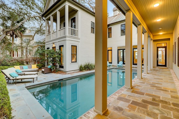 Relax and unwind in the private pool and hot tub. Enjoy the luscious landscape and wildlife that surrounds you.