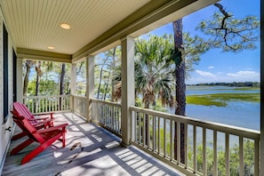 Look at this incredible marsh view from the second floor open air deck. Can't you just hear the wildlife!