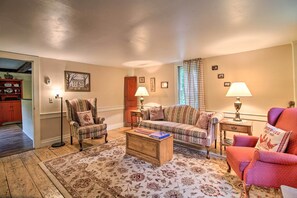 There's ample space to kick back inside the farmhouse.