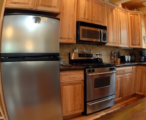 Kitchen with stainless steel appliances