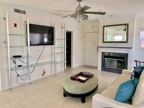 HDTV & Fireplace in Family Room