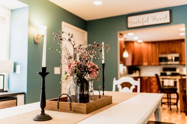 Beautiful Dining Room Table with room to seat 10.