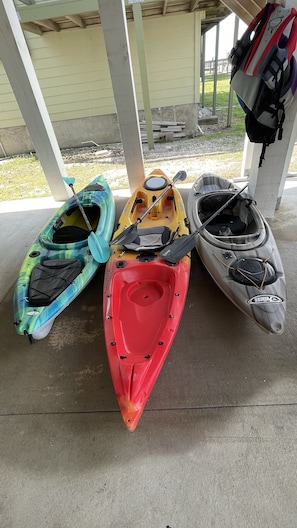 3 Kayaks, oars, and life jackets for your use. Free!
