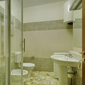Bright bathrooms are refreshing after a day of adventure.