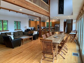 living / dining area with kitchen in the back