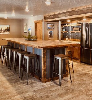 Garden Level Basement Bar with full size refrigerator