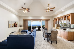 Open sightlines with vaulted ceilings