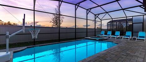 Private Pool & Patio at Twilight