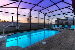 Private Pool & Patio at Twilight