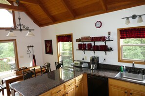 View from the kitchen to the dining area