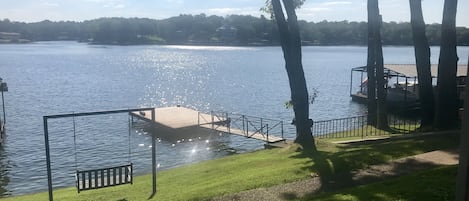 View of swim dock from patio