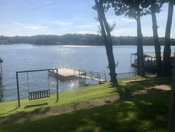 View of swim dock from patio