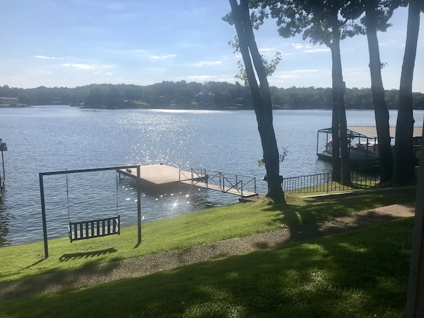 View of swim dock from patio
