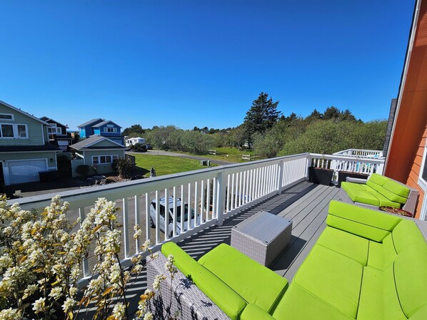 Plush, over-sized deck chairs perfect for lounging to the roar of the ocean