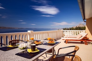 Amazing sea and island view from 3rd floor terrace with outdoor furniture