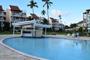 One of the two pools at the complex