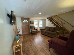 View from the kitchen of the living room. 