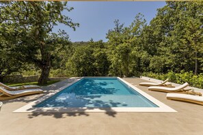 A private 10m x 4,5m swimming pool with 2m shallow part for your youngest