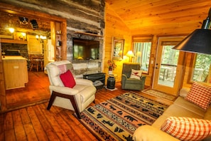 A view from the living area looking towards the kitchen.
