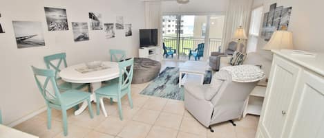 Dining room flows into living room