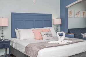 Tasteful décor and plush bedding make for an unforgettable stay.