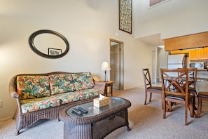 The living room is quaint and comfortable.