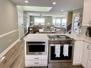 Kitchen Island Built in Microwave and Stove USB outlet