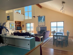 incredible ocean views from the open floor plan and high ceilings