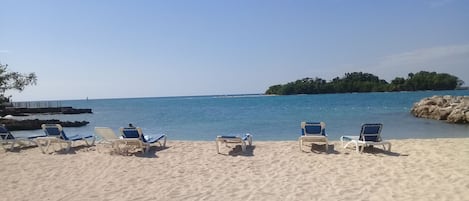 Lovely beach with a view of a small island (Booby Cay)