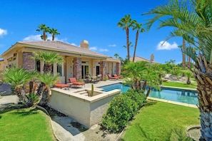 Sunken barbecue area, pool, patio