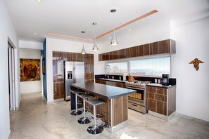 Modern kitchen with ocean view