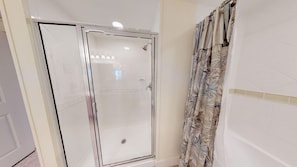 Separate shower, this unit has two complete showers for getting ready.