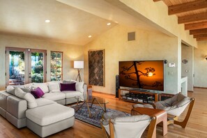 Living Room with Fireplace and HDTV