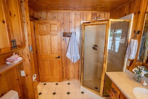 Main floor - large bathroom with rain shower.