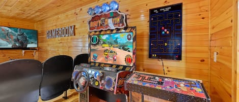 Amazing Game Room with arcade games, theater seating, pool table and more.