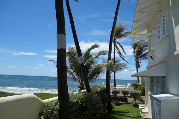 Ocean view and apartment entrance