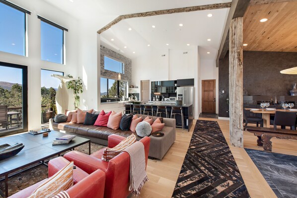 Living room with mountain and valley views