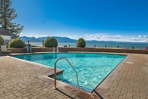 Pool with lake view just steps from your door